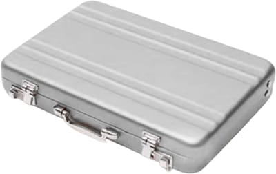 Aluminium Kaartenhouder met Opbergdoos – Creditcardhouder & Pasjeshouder met Sluiting -Visitekaartjeshouder, ID-kaarthouder, Mini Opbergkoffer voor Bankpassen, Geld, Sieraden & Accessoires-Zilver