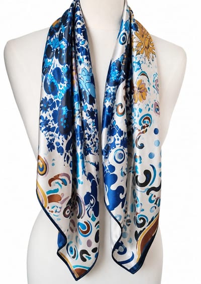 Mooie zijde sjaal 90X90 CM Flowers disign- 100% Mulberry silk neksjaal vierkant - Duurzaam, zacht, Fashion Youhomy scarf- Colorful Silk scarf -100% Zijde- Cadeau voor vrouwen| Moederdag cadeau| Omslagdoek
