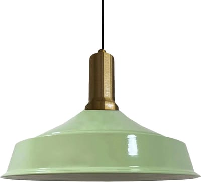 Bamyum Hanglamp Eettafel Hout Ø40 cm, Industriële Hanglamp, Mintgroen Metalen