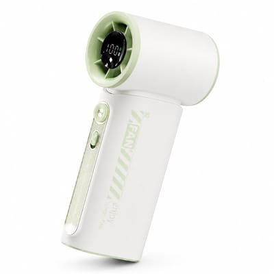Draagbare Handventilator met 100 Standen - Oplaadbare Mini Ventilator met LED-Display & Basis - 12 Uur Batterij - Lichtgroen