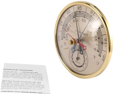 Wandthermometer Hygrometer - Analoge Meter - Binnen Buiten - Max Min Registratie - 5 Inch - Goud