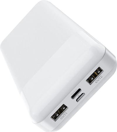 Hoco Powerbank 20.000 mAh Easy Travel - Krachtige QC 3.0 Snellader - 2x USB-A Uitgang & USB-C Input - Met LED Display - Wit