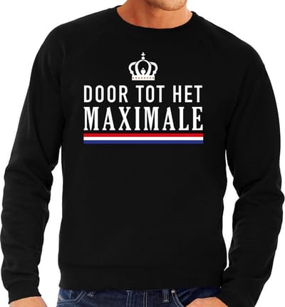 Zwart Door tot het Maximale sweater - Trui voor heren - Koningsdag kleding S