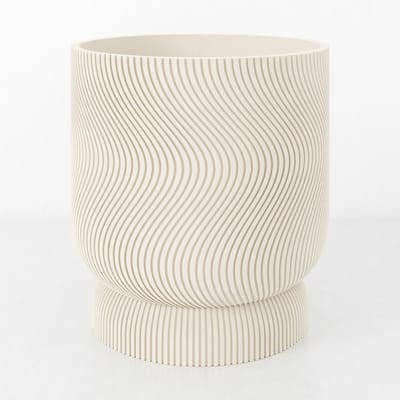 Fleuriek - Bloempot voor binnen - Beige gestreepte plantenpot van bio plastic - Ø12 cm