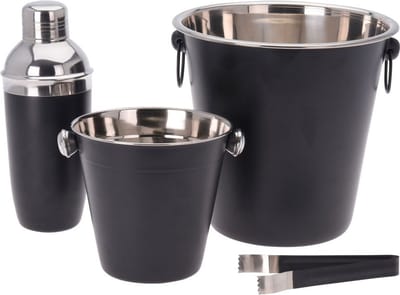 Cocktail Set Edelstaal Zwart 4 delig - Cocktailshaker - Cocktailset - Shaker