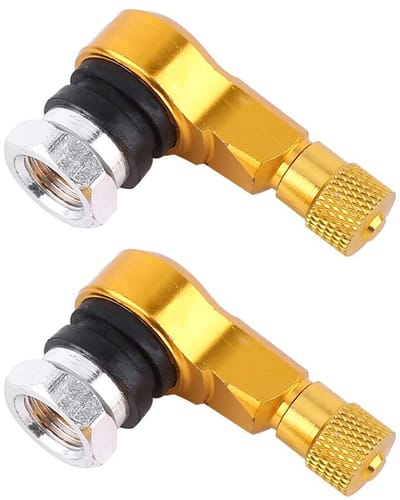 Allecto - 90 Graden Band Valve - Motorfiets Ventiel - Aluminium - Gouden - Universele Wiel Ventielen - Geschikt voor tubeless fietsen - 2 stuks