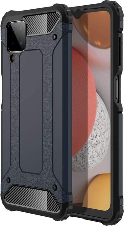 oTronica Hoesje Geschikt Voor Samsung Galaxy A12 hoesje - Extra Stevige Rugged Armor Hoesje - Shockproof Case - Zwart