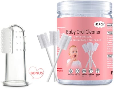 Dailygoods - 42 Stuks Baby Tandenborstelreinigers - Inclusief Vinger Tandenborstel