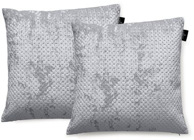 LINNICK Sierkussens Velvet - Silver Grey - Sierkussens 50x50cm - Set van 2 Kussens - 100% Velvet Voorzijde - 100% Micropercal Achterzijde