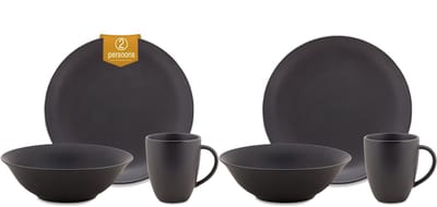vtwonen - Basic - voor 2 Personen - Serviesset - Zwart - Porselein