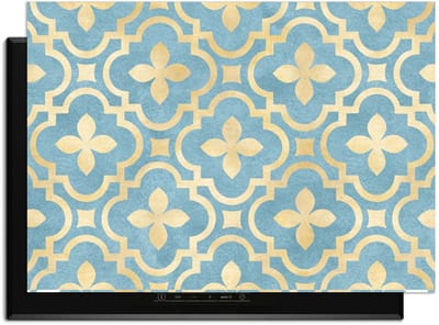 KitchenArt - Deep Azure Blossom - Inductie Beschermer - 83x51.5 cm - Kookplaat Beschermer - Luxe Afdekplaat Inductieplaat - Anti-slip & Oprolbaar - Beschermmat Inductiekookplaat