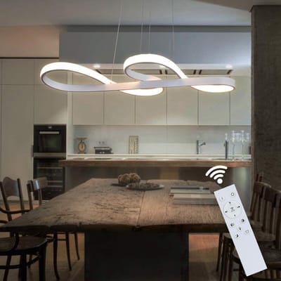 NETTLIFE LED Hanglamp - modern - wit - 47W - dimbaar - eetkamerlamp met afstandsbediening - voor studeerkamer woonkamer keuken kantoor