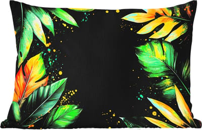 Buitenkussens - Tuin - Bladeren - Groen - Geel - Verf - Jungle - 50x30 cm