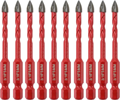 Tegelboor Set - 10 Stuks Hardmetaal Boren met Zeskantschacht voor Diverse Materialen