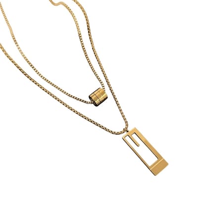 Goudkleurige ketting met rechthoekige hanger – ketting voor dames – modern design – ketting met hanger
