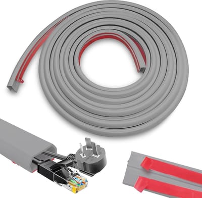 Kabelgoot bodem 25 mm x 14 mm 6 meter - kabelbrug vloer - flexibele pvc-vloerkabelbescherming - kabelafdekking - netstroom kabel - grijs