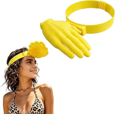 Daity 1 stuk — Handvormige zonneklep voor volwassenen — Nieuw ontwerp met palmbladrand — Verstelbare veersluiting — UV-bescherming — Unisex