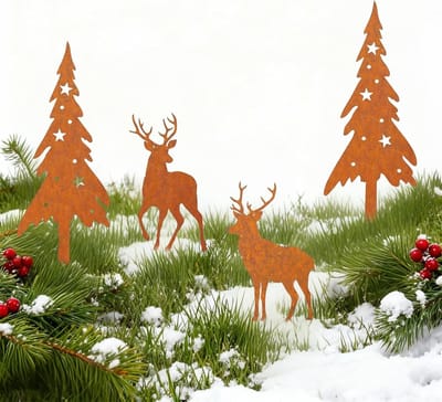 Rustieke Kerstdecoratie voor de Tuin - Buiten Tuinsteker met Rendier en Dennenboom voor Oprit, Binnenplaats en Bloementuin