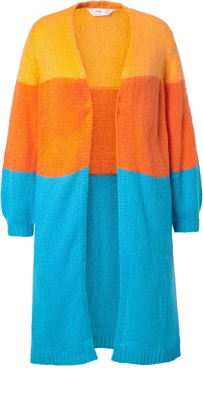 Angel of Style - Dames - Vest lange straight fit blokstrepen - Mineraalblauw - Maat 46+
