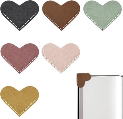 Boekenleggers, hartvormige boekenleggers, herbruikbare hoekbladwijzers, boekenmarkeringen voor liefhebbers van lezen (6 kleuren)