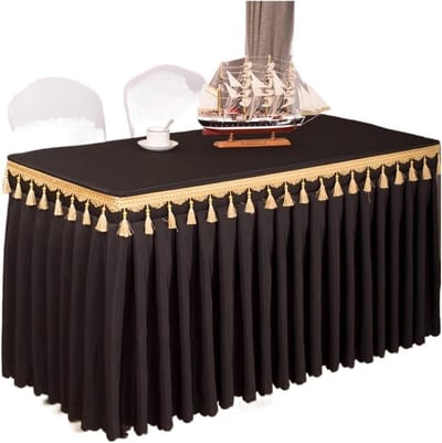 Tafelrok Rechthoekig - Tafelkleed Decoratie - Feestelijke Decoratie - Kreukbestendig Materiaal - 120 x 40 x 75 cm - Zwart