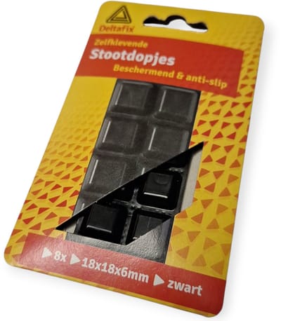 Deltafix Stootdopjes 18x18x6mm zw. (8) (Prijs per blister)