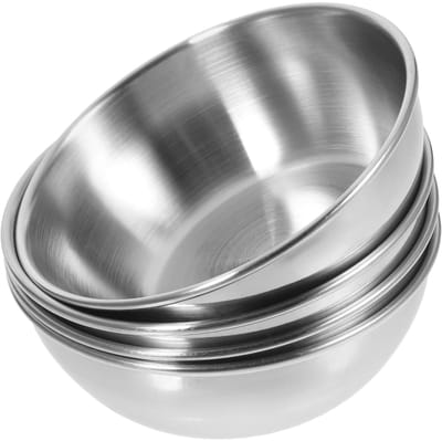 Dailygoods- Dipping Bowl - Roestvrij Stalen Schalen - 4 Stuks - Ondiep en Breed - Voor Sauzen en Specerijen - Duurzaam en Lichtgewicht - Schaaltje