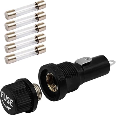 VLTG Zekeringhouder inbouw 6.3x32mm - 1.5A - Groot - F(snel) - inclusief 5 Glaszekeringen