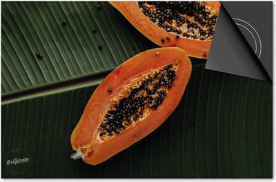 Inductie beschermer 60x60 - afdekplaat inductie mat - Dietrix Kookplaat beschermer - Exclusief - Groente en Fruit - Papaja