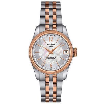 Tissot Classic Powermatic Automatisch Mechanisch Uurwerk Observatorium Gecertificeerd Horloge Dameshorloges Zilver Roségoud T108.208.22.117.01 White Dial Steel Band gray