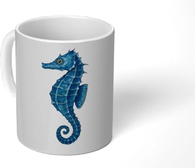 Mok - Koffiemok - Zeepaardje - Staart - Blauw - Mokken - 350 ML - Beker - Koffiemokken - Theemok