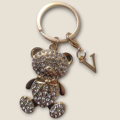 Sleutelhanger Beertje met Letter V - Gepersonaliseerd - Persoonlijk cadeau - Verjaardagscadeau - Kraamcadeau - Persoonlijk geschenk - Tashanger - Sleutelhanger