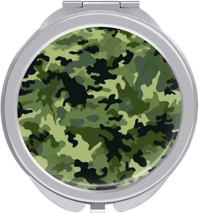Make-up Spiegel - Compacte Spiegel - Voor Onderweg - Groene Print - 15 x 9.5 cm - Zilver