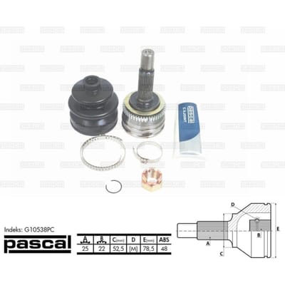 Homokineet reparatie set, aandrijfas PASCAL G10538PC