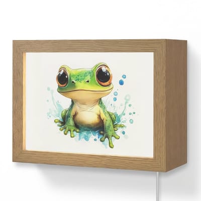 Wandlamp 20x15 cm - Oplaadbaar - Kikker - Groen - Water - Dieren - Wandlampen binnen woonkamer - Slaapkamer lamp met kabel - Decoratieve nachtlamp - Vloerlamp snoer