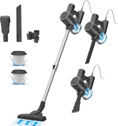 600 W Stofzuiger met Kabel - 25 kPa Steelstofzuiger voor Harde Vloeren en Tapijt - 800 ml Handstofzuiger met Oververhittingsbeveiliging
