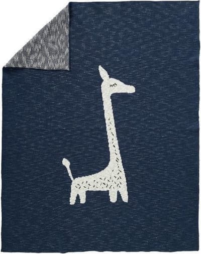 Fresk Kinderdeken 80 x 100 cm - Babydeken - Wiegdeken - Ledikant deken - Gebreid - Donkerblauw - Giraf
