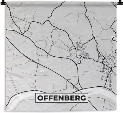 Wandkleed - Wanddoek - Offenberg - Stadskaart - Plattegrond - Duitsland - Kaart - 180x180 cm - Wandtapijt