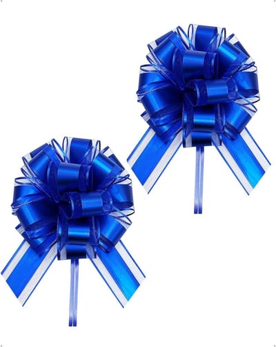 Grote Trekknopen 17 cm - Decoratieve Cadeaustrikken in Metallic Kleur voor Bruiloft, Feesten en Verjaardag - Autodecoratie en Cadeau voor Kerstmis en Valentijnsdag in Blauw