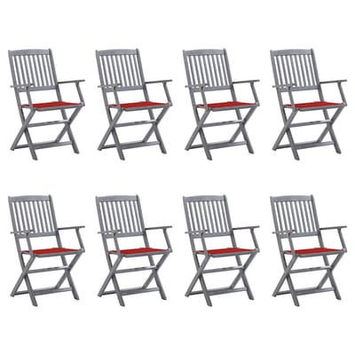 vidaXL - Inklapbare - stoelen - 8 - st - met - kussens - massief - acaciahout