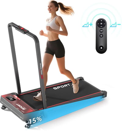 YEE RUN Loopband Inklapbaar - Hardloopband met 15% Elektrische hellingsverstelling- 1-12 km/u - 2 in 1 - Wandelband - Opvouwbare Loopband - Treadmill - Afstandsbediening - Tablet-/telefoonhouder - voor thuis & kantoor - Zwart.