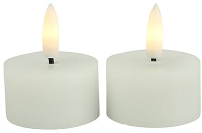Countryfield LED theelichtjes/waxinelichtjes - 2x st - wit - D4 x H5,2 cm - met timer