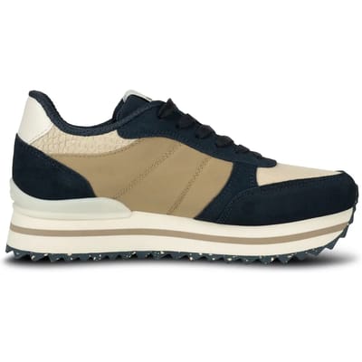 Woden Ronja Plateau Navy Multi Maat: 37 | Sneakers Outlet | Dames | Beige