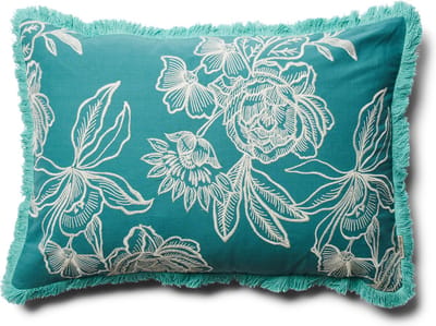 Riviera Maison Kussensloop bloemenprint 65x45 cm, Kussenhoes, decokussen rechthoek - RM Salinas Pillow Cover - Blauw - Katoen