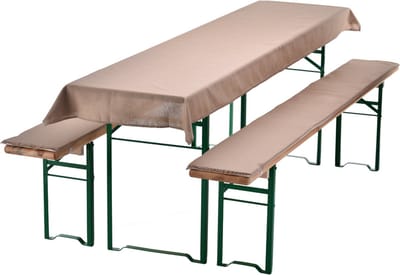Bierbankkussens Set 240x70 cm Beige - 1x Tafellaken voor 220x50 cm tafels & 2x Gevoerde kussens voor 220x25 cm banken