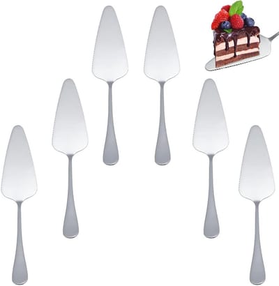 Ynkkvre - Kuchenheber - Roestvrij Staal - Gepolijst & Golfgezaagde Rand Voor Cake En Steaks - 6 Stuk - Bruiloft/Verjaardag/Zilver