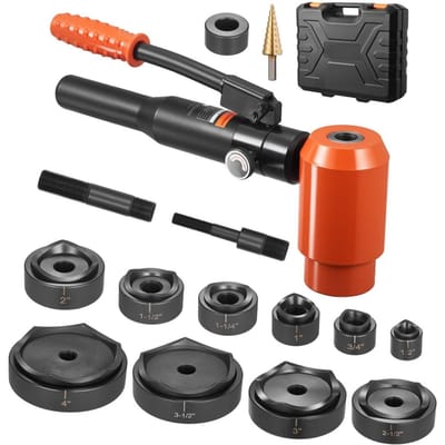 Knockout Punch Set, 147,1 kN Hydraulische Knockout Set, 12,7 tot 101,6 mm KO Gereedschapskit Gat Makende Tool, KO Gereedschapskit Met 10 Matrijzen voor Metaal Elektrisch