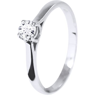 Solitaire Diamond 0,20 Cts 4 Claws White Gold 18 Karaat