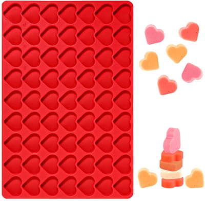 MTTProducts - Hartvormige Siliconen Mallen - Non-Stick Chocoladevorm - 63 Holes Mini Bakvorm - 30 x 20 cm - Voor Chocolade en Snoep - Ideaal voor Kinde...