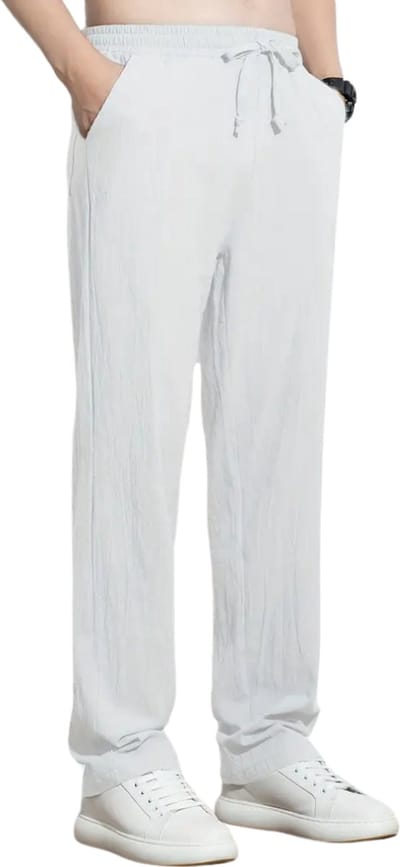 Livano Linnen Broek Heren - Zomerbroek - Volwassenen - Lange Broek - Pantalon - Strandbroek - Zomer - Ibiza Stijl - Wit - Maat S